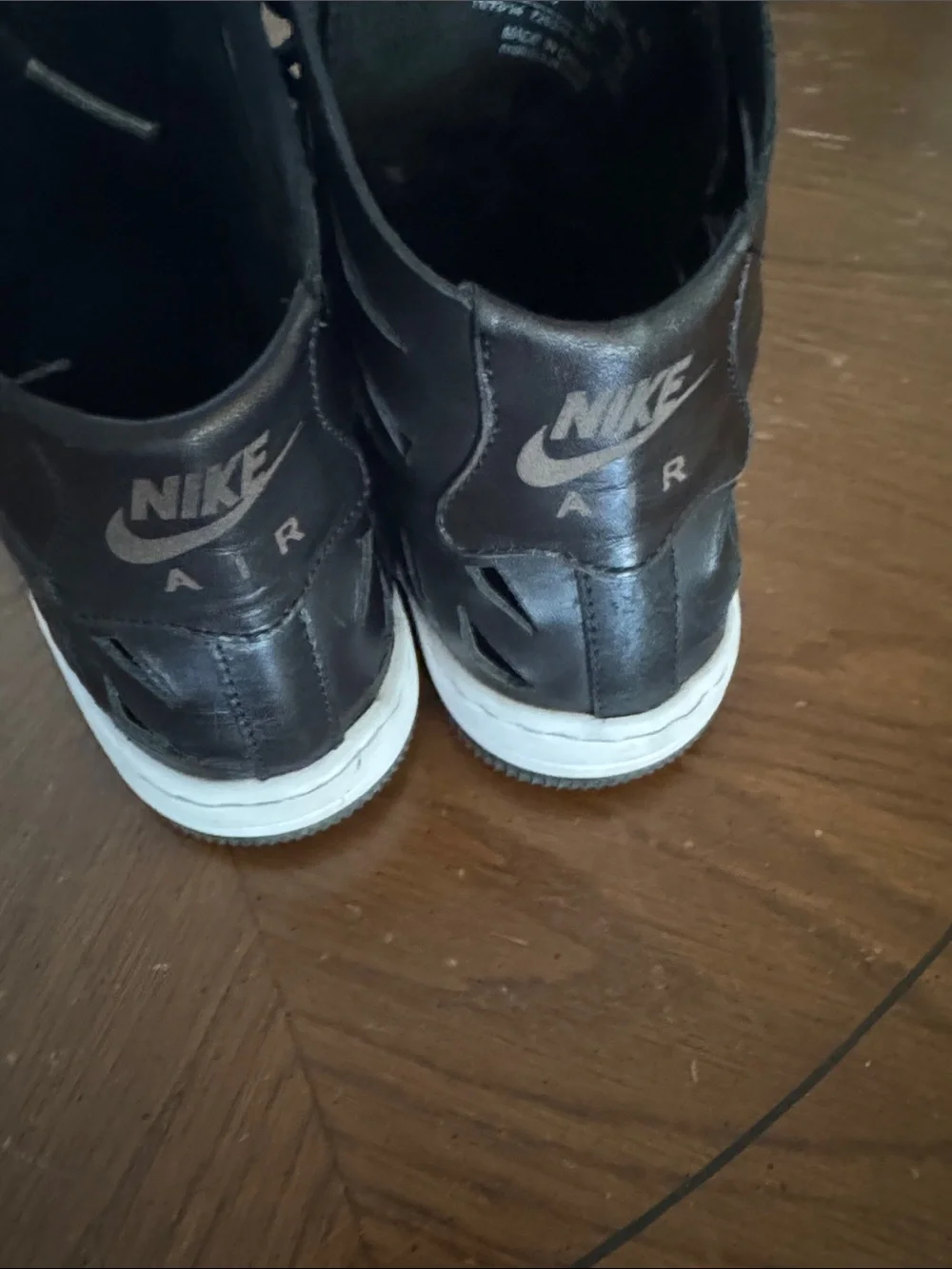 Nike AF1 Ultra Force Mid Joli Laser Cut Black Leather White Mid Women's Sz 8 EUC